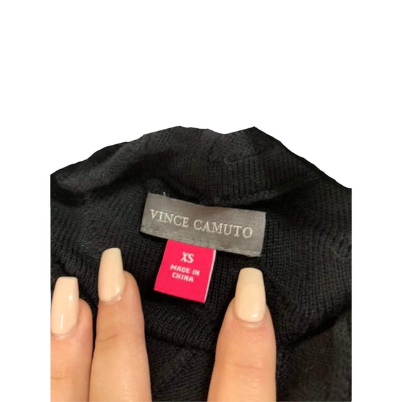 VINCE CAMUTO Black Ribbed Mock Neck Sweater Size XS NEW‎ - Picture 2 of 5
